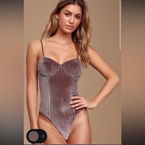 Lulus Mauve Purple Velvet Bustier Bodysuit - NEVER WORN/ NWT